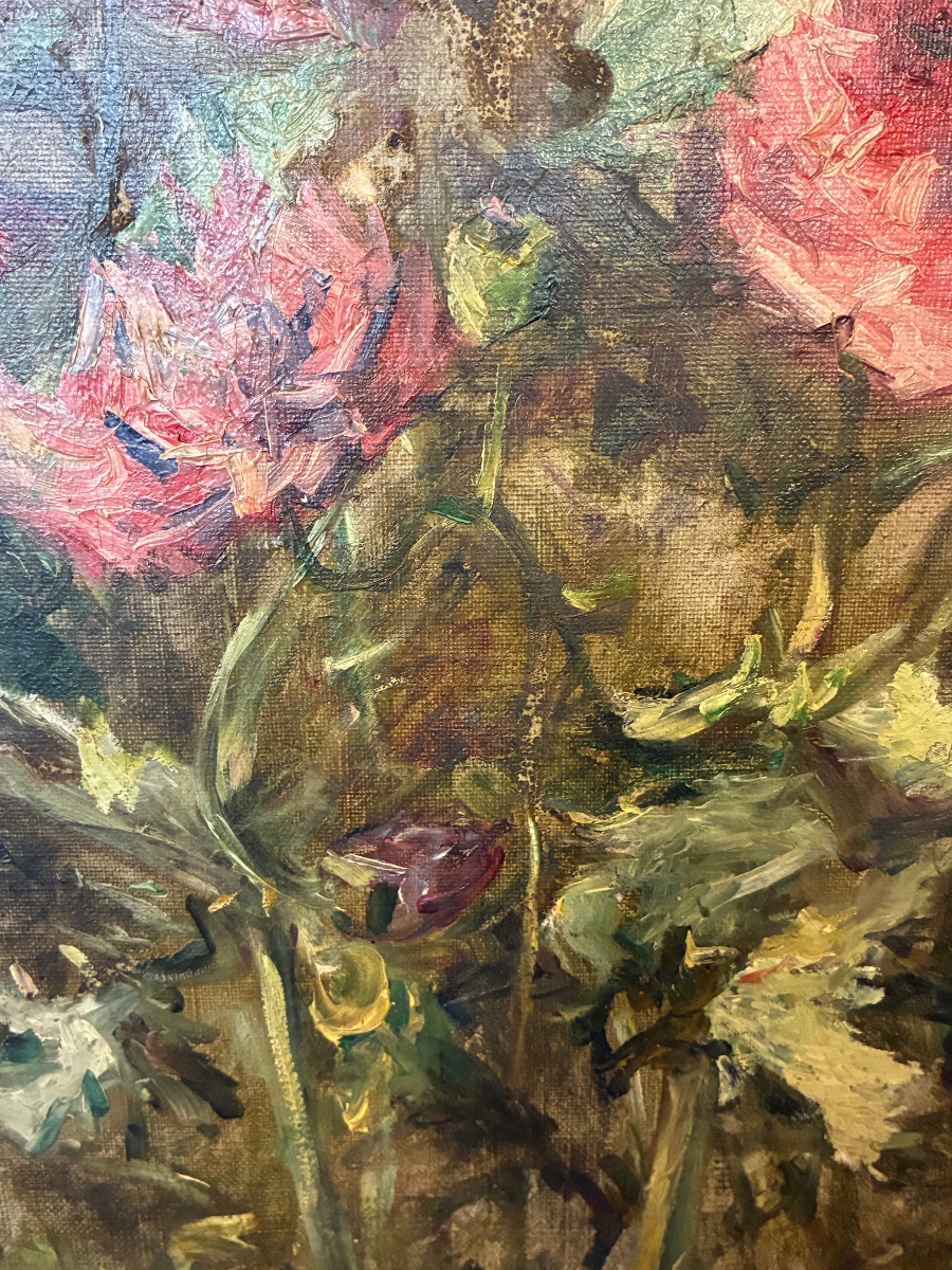 Oil On Canvas Depicting Poppies -photo-1