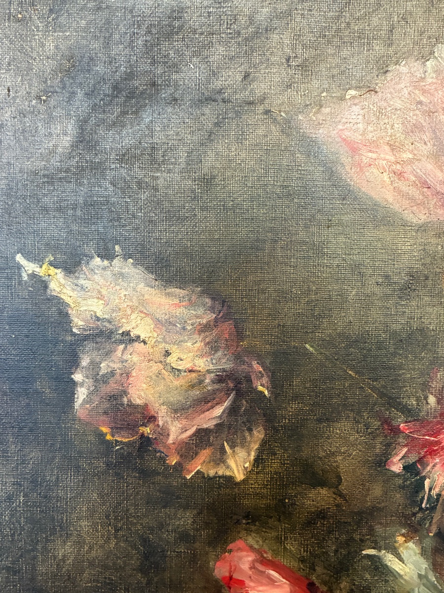 Oil On Canvas Depicting Poppies -photo-2