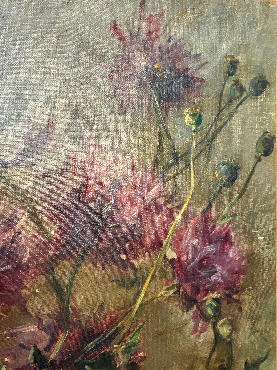 Oil On Canvas Depicting Poppies -photo-3
