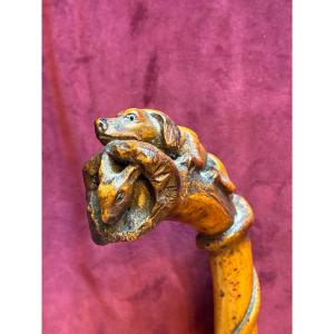 Solid Monoxyl Folk Art Walking Stick