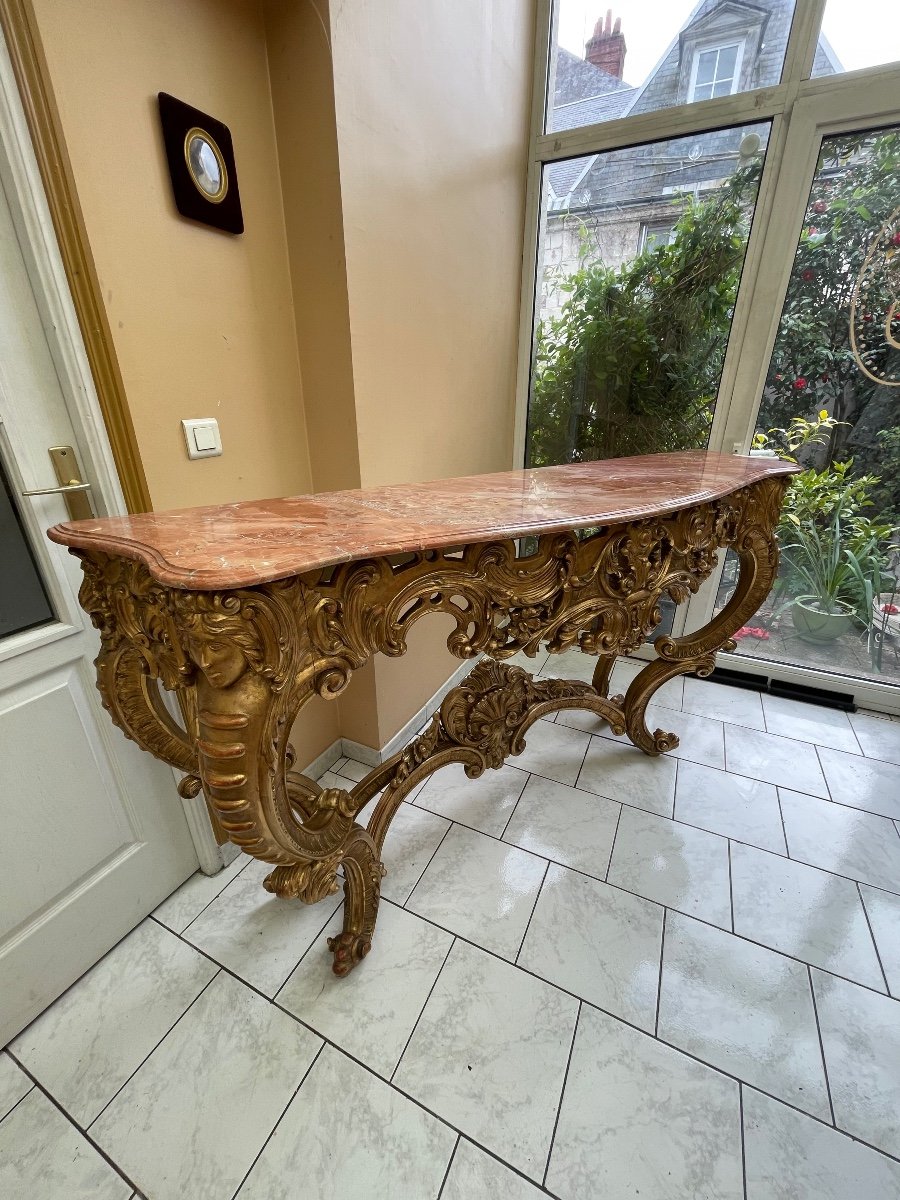 Large Console In Golden Wood 19th-photo-4