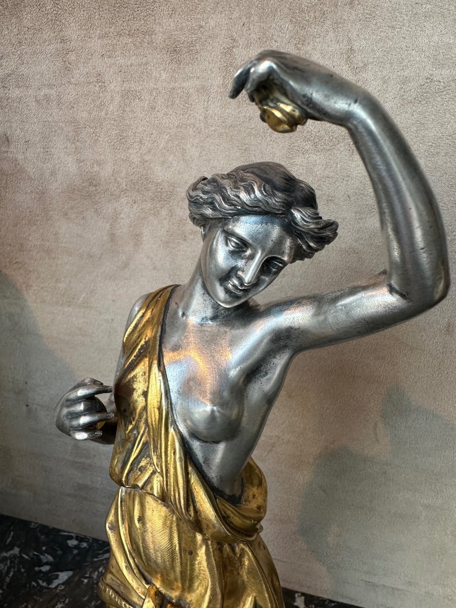 Bronze Deux Patines Or Et Argent Femme Dansant Par édouard Delesalle-photo-6