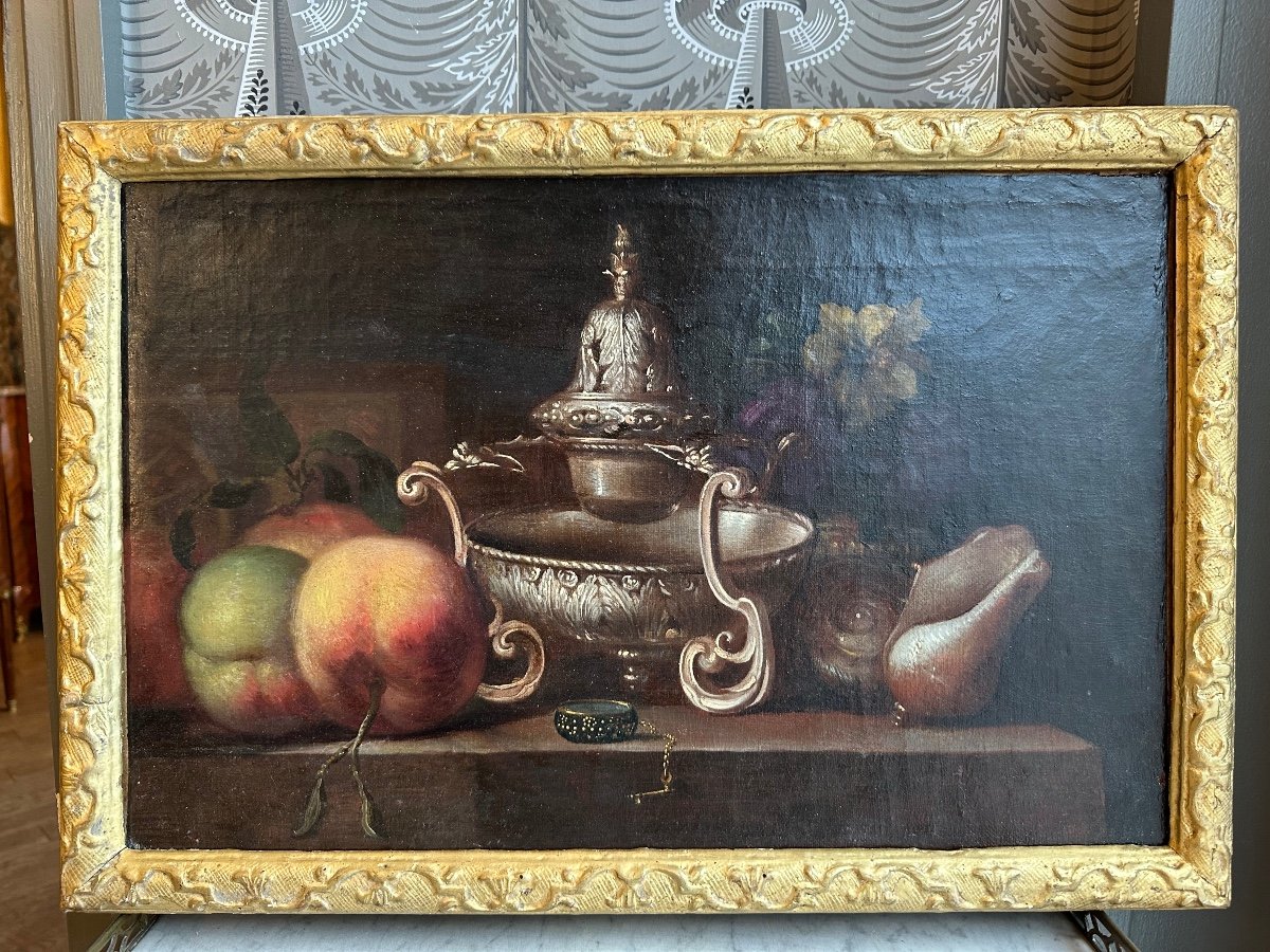 Nature Morte Coquillages et Argenterie Par Meiffren Conte 1630-1705-photo-3