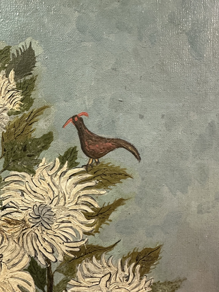 Bouquet Of Flowers And Bird By émile Crociani 1948 -photo-3