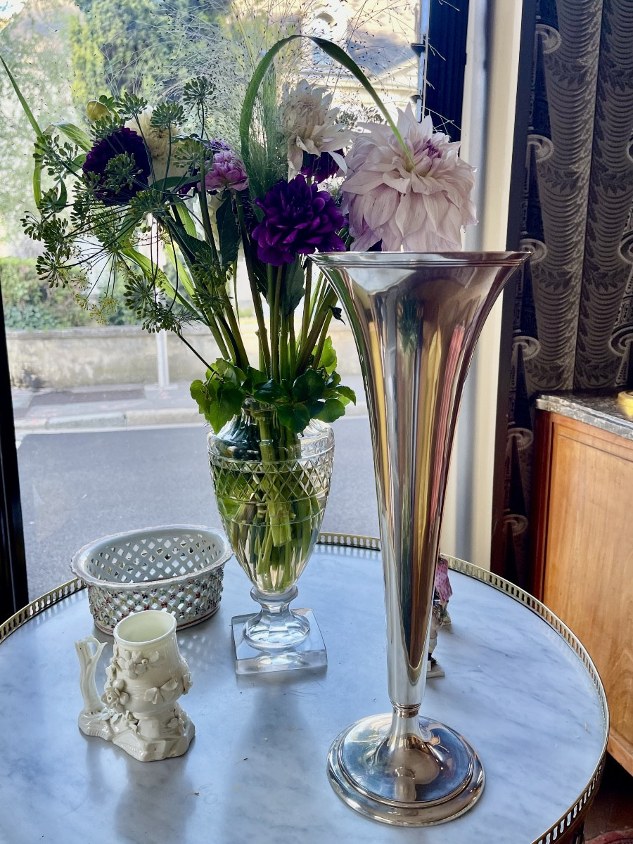  Large Silver Trumpet Vase By Tiffany And Co.-photo-6