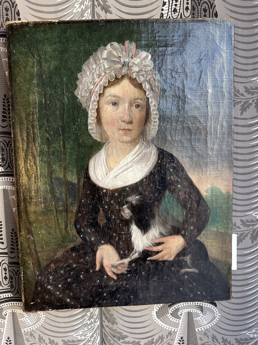 Portait Directoire jeune fille et son chien -photo-2