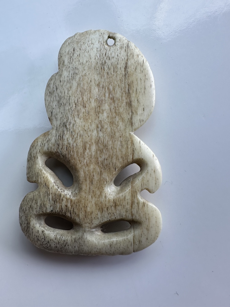 Pendentif Hei Tiki en os Maori Nouvelle -Zélande début du XXe siècle -photo-5