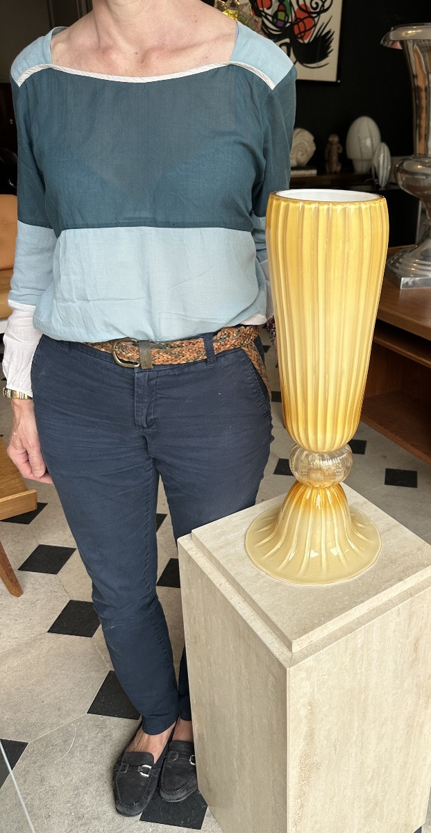 Large Seguso Vetri Vase In Murano 20th Century-photo-2