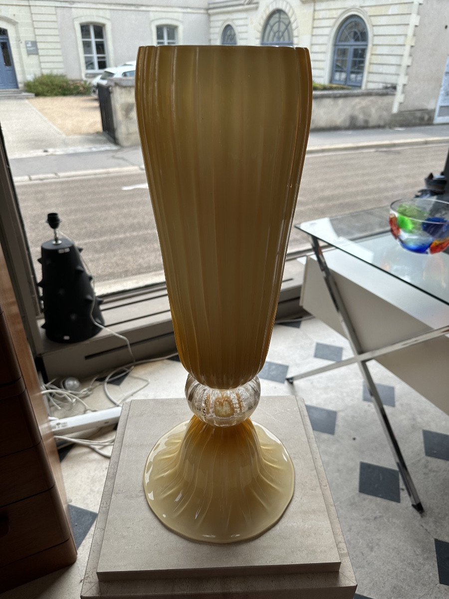 Large Seguso Vetri Vase In Murano 20th Century-photo-2