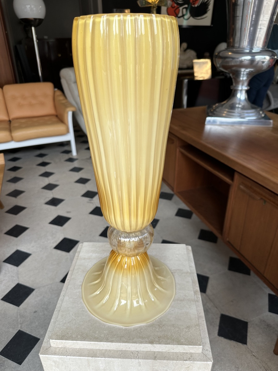 Large Seguso Vetri Vase In Murano 20th Century-photo-3