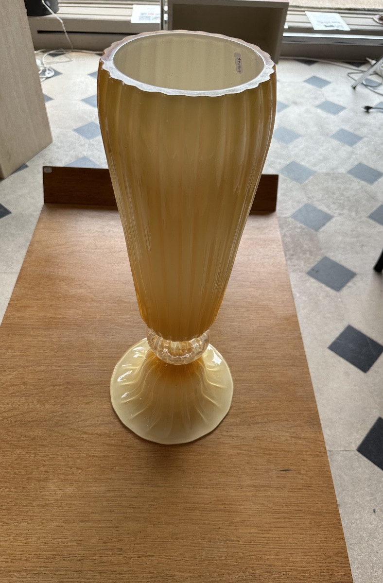 Large Seguso Vetri Vase In Murano 20th Century-photo-4