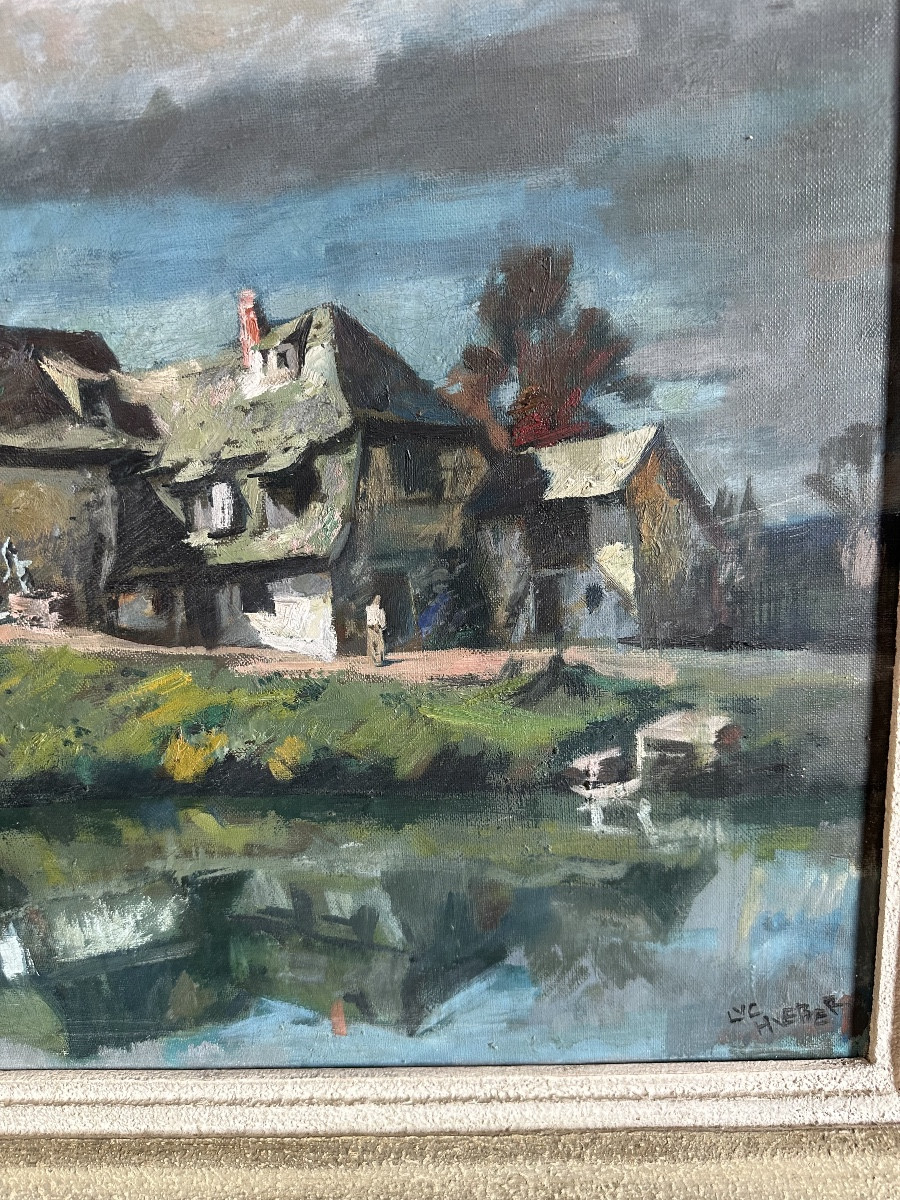 Painting By Hueber Luc 1888-1974 Alsatian Painter House In Wolfisheim-photo-2