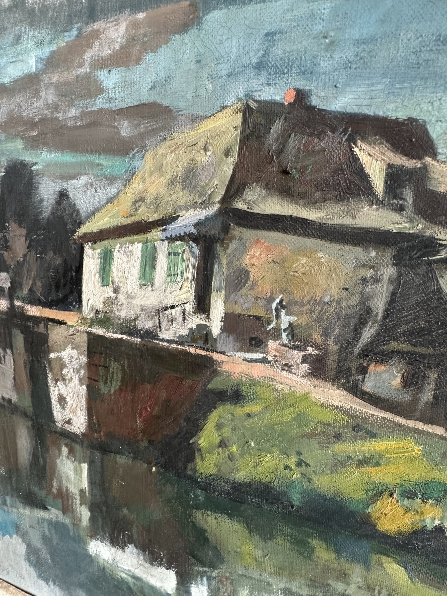 Painting By Hueber Luc 1888-1974 Alsatian Painter House In Wolfisheim-photo-3