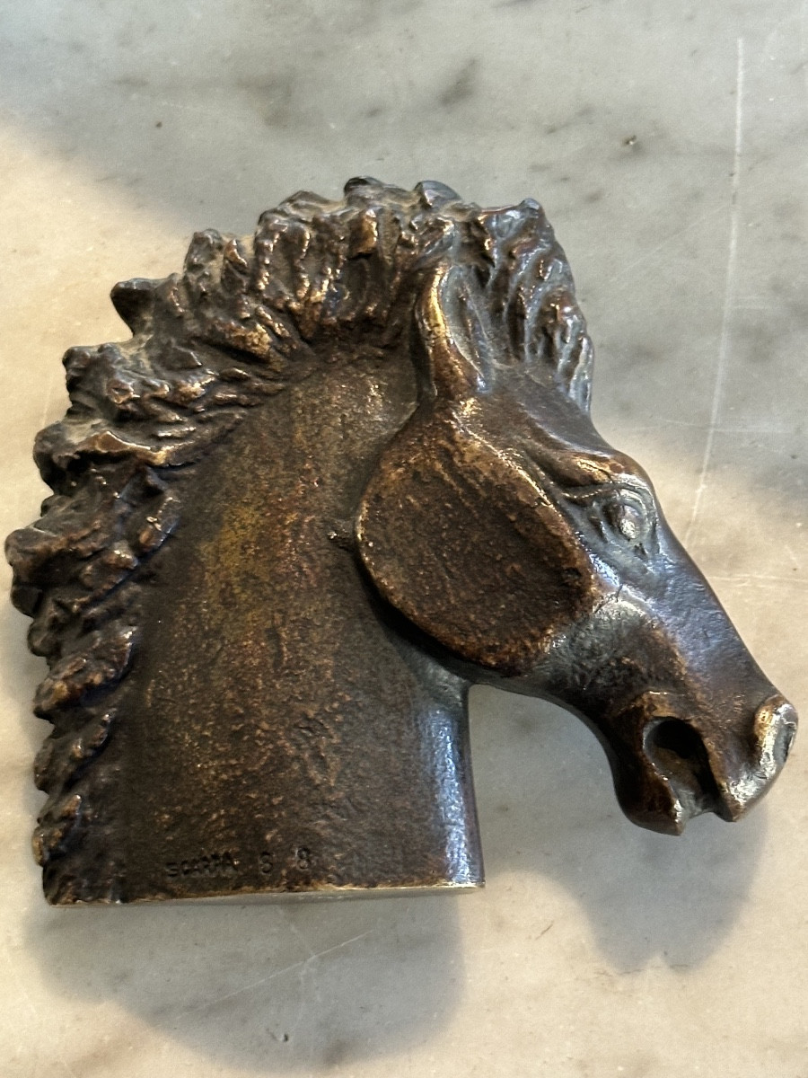 Small Bronze Horse Head By Ricardo Scarpa 8/8-photo-3