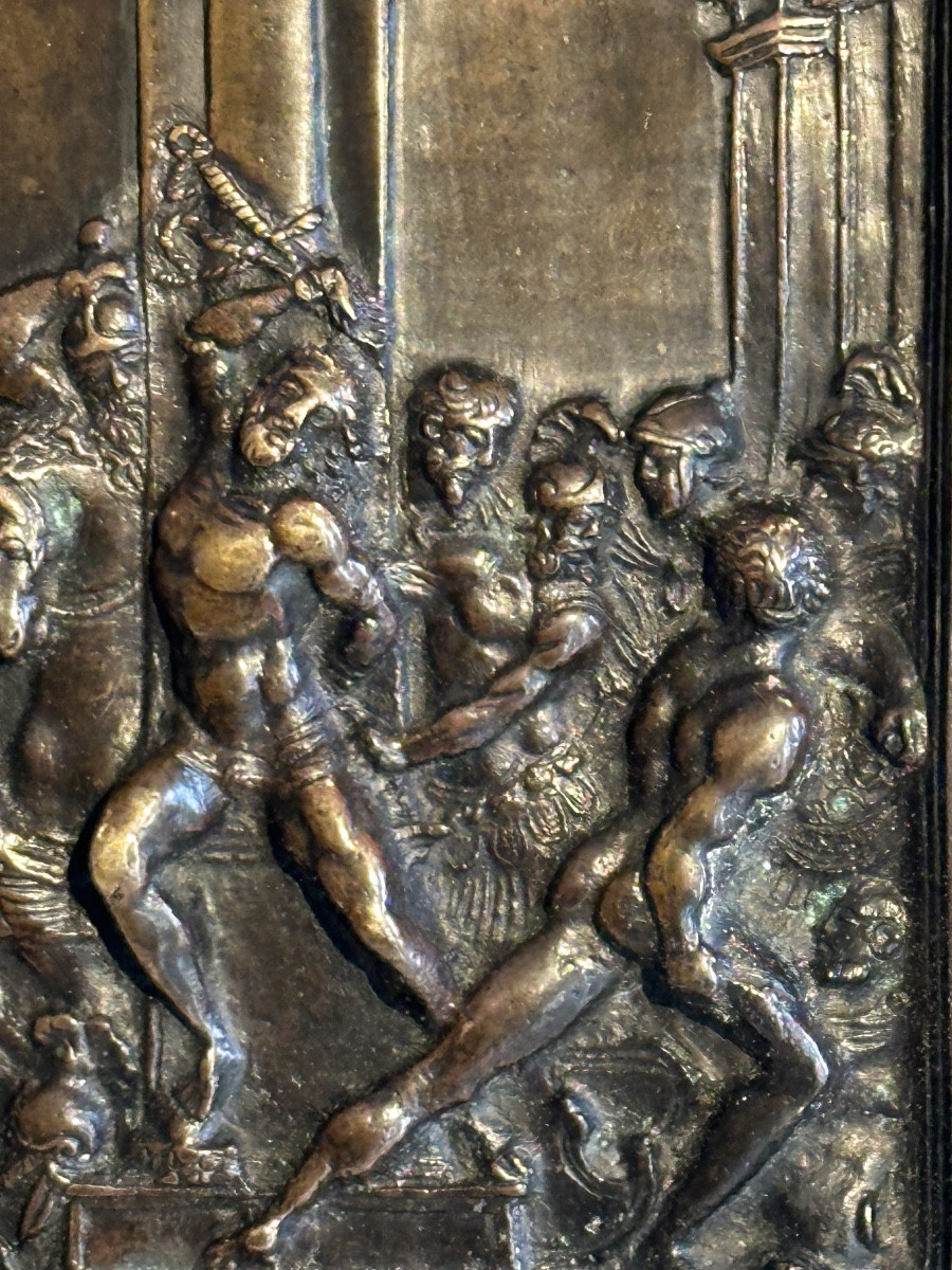 Plaque en bronze la flagellation du Christ 16eme siècle -photo-2
