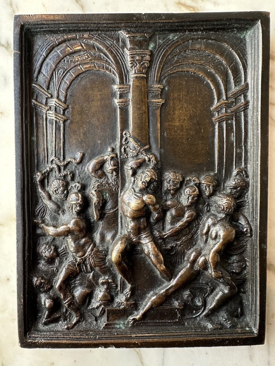 Plaque en bronze la flagellation du Christ 16eme siècle 