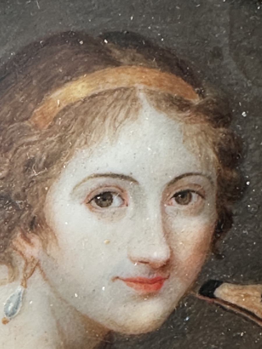 Miniature sur ivoire Léda et le cygne époque Empire -photo-2