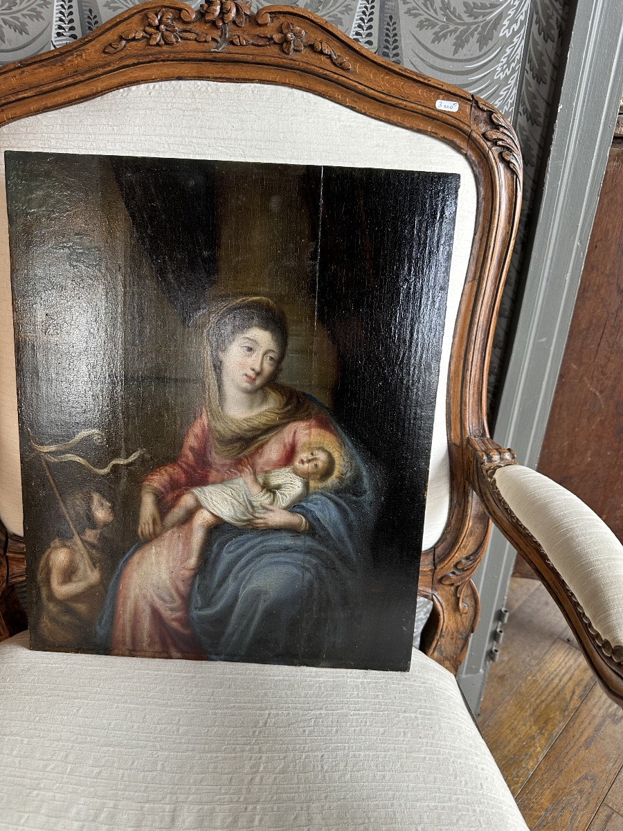 Tableau vierge à l enfant 17eme suiveur de Mignard-photo-5