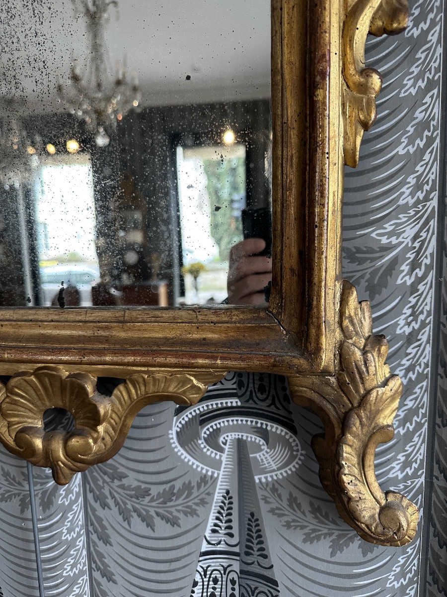 Glace en bois doré Italie fin 17eme-photo-2