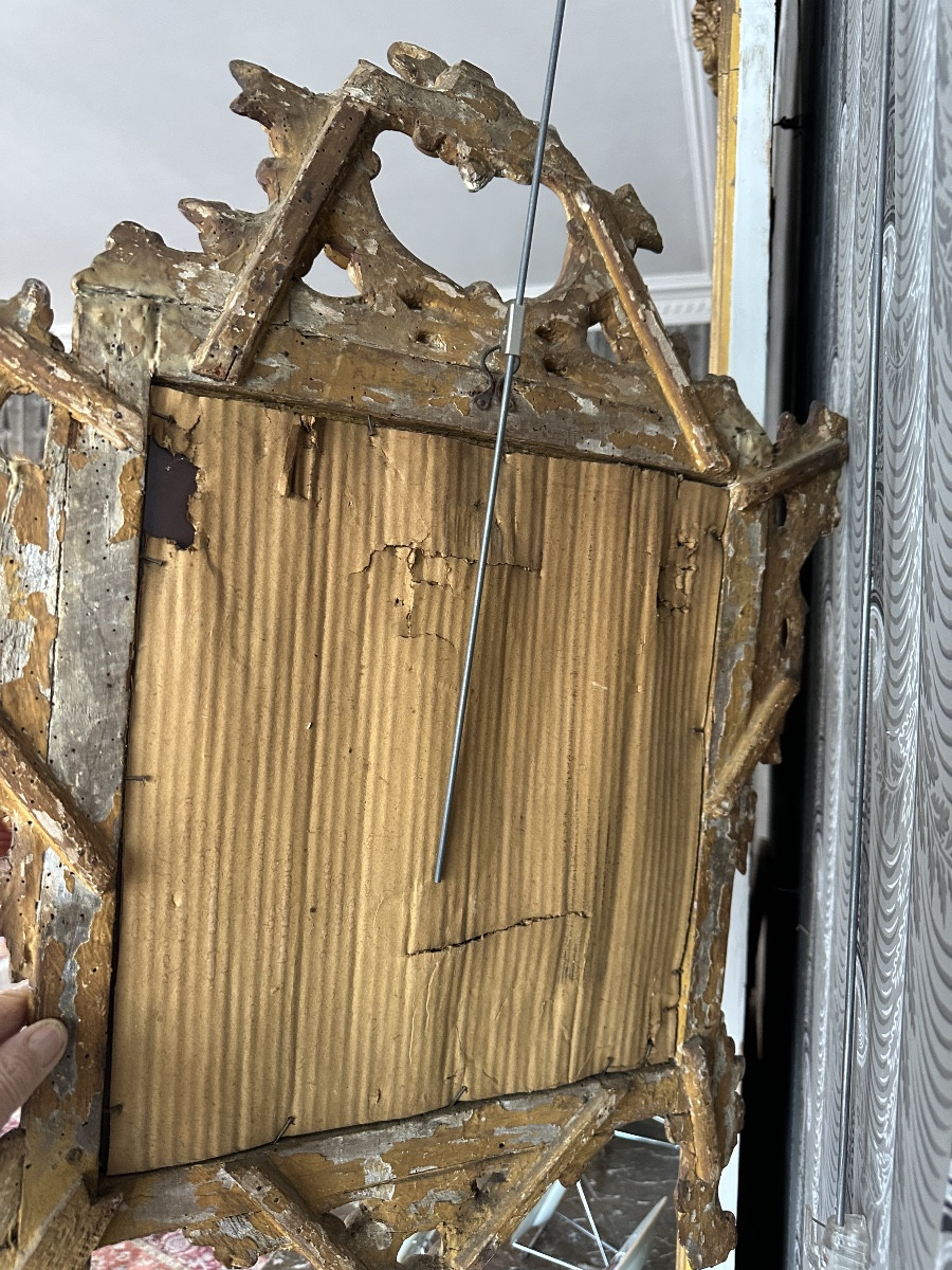 Glace en bois doré Italie fin 17eme-photo-1