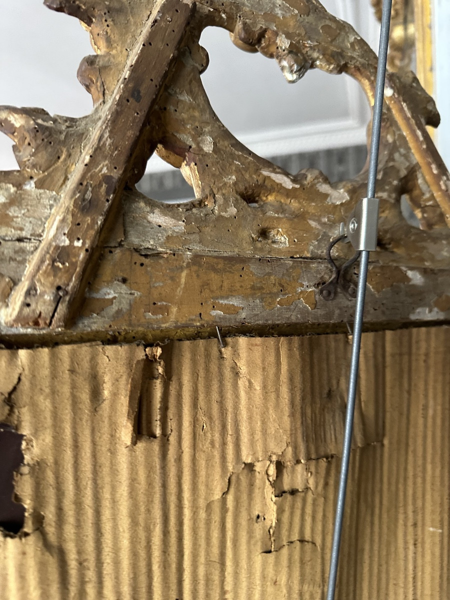 Glace en bois doré Italie fin 17eme-photo-2