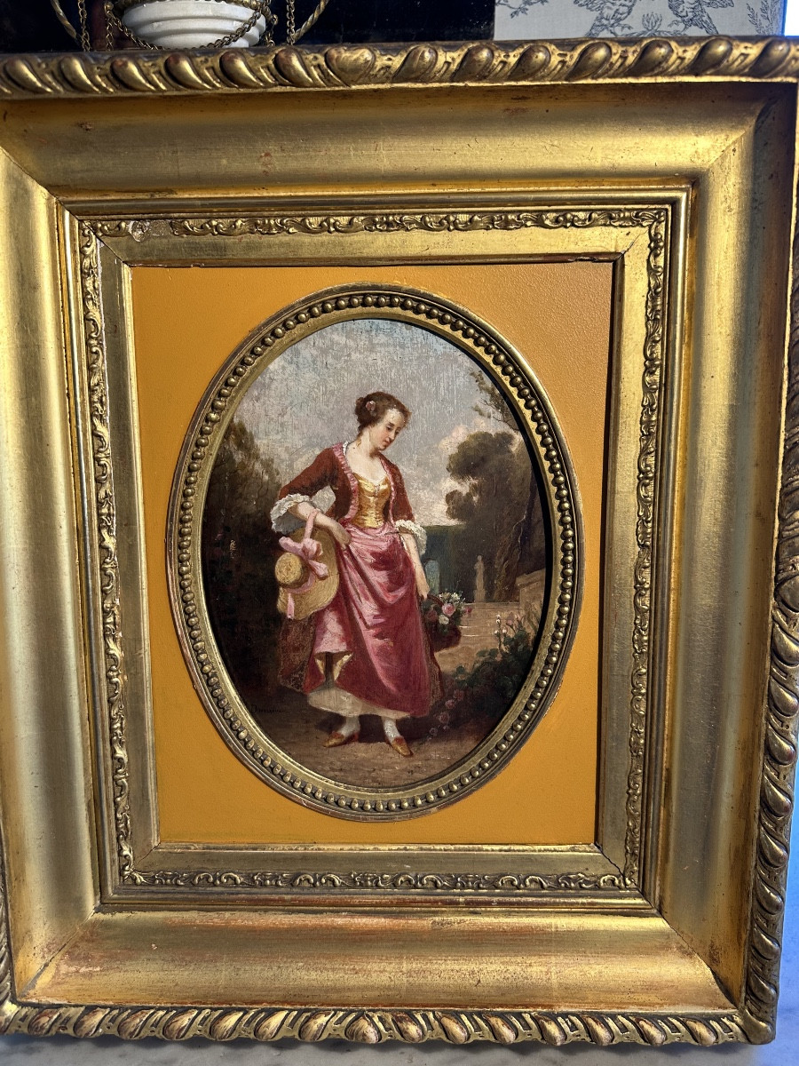 Le panier de fleurs huile sur panneau signé Duvaux Jules-antoine-photo-2
