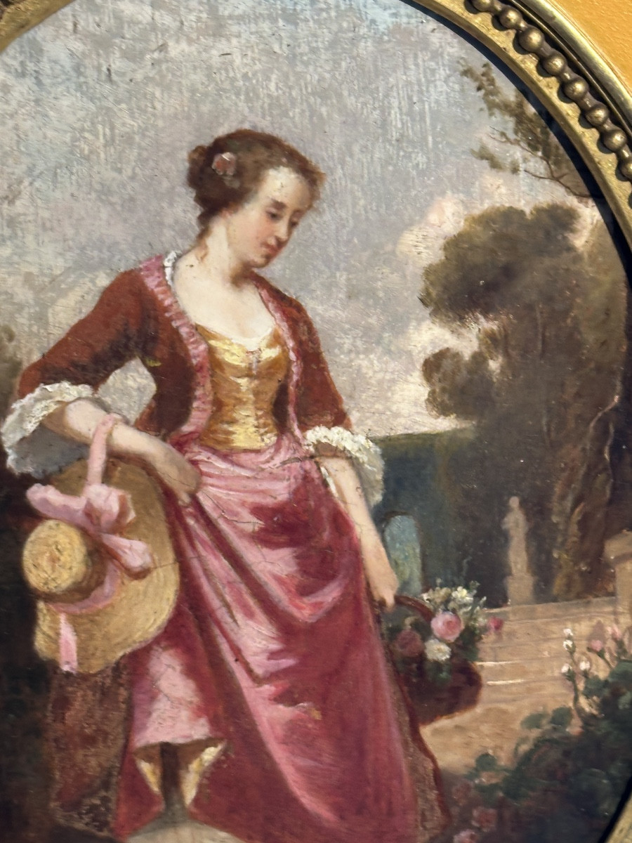 Le panier de fleurs huile sur panneau signé Duvaux Jules-antoine-photo-3
