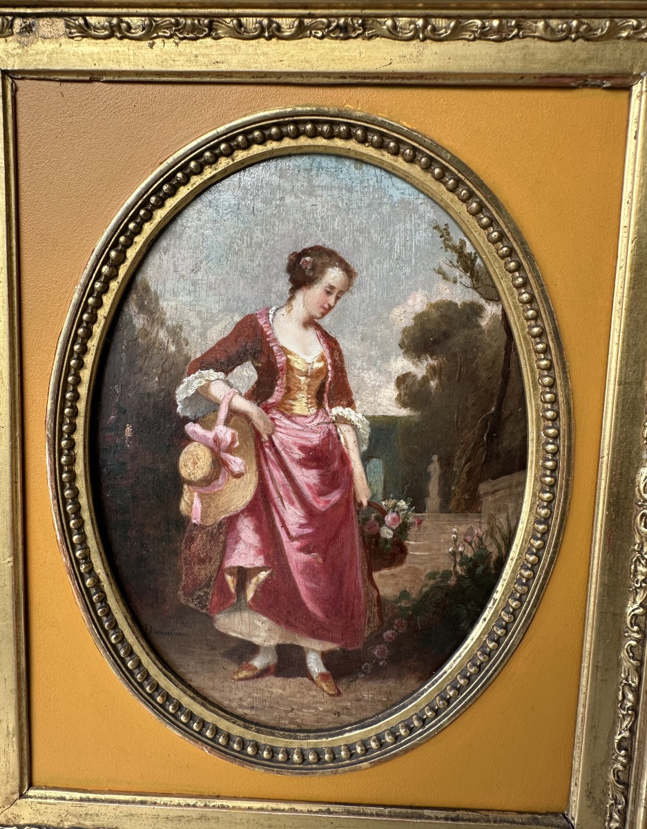 Le panier de fleurs huile sur panneau signé Duvaux Jules-antoine-photo-2