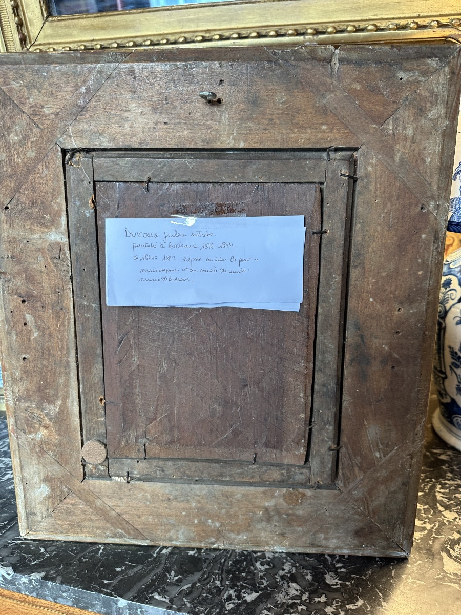 Le panier de fleurs huile sur panneau signé Duvaux Jules-antoine-photo-4