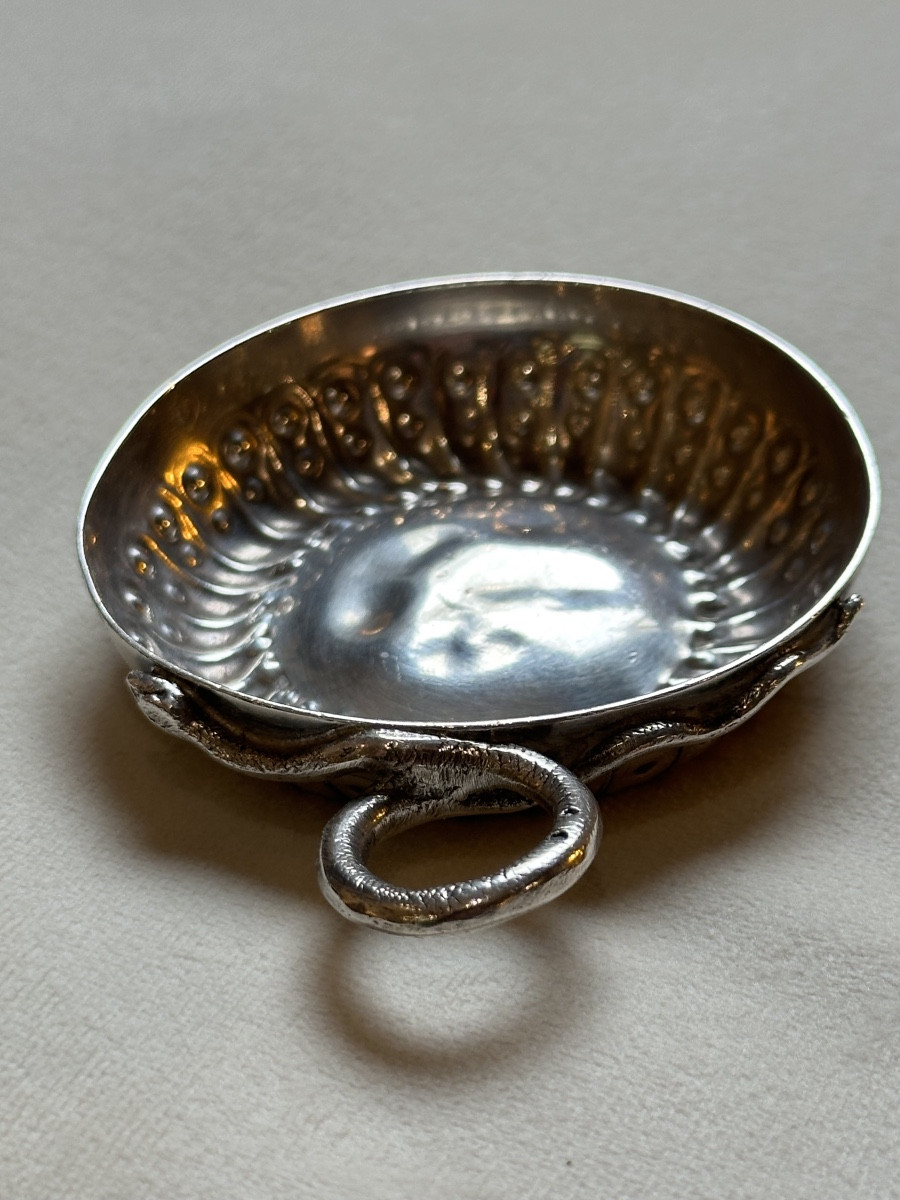 Taste-vin en Argent période révolutionnaire au Serpent gravé VANOT NUITS  1793 (St Georges)-photo-1