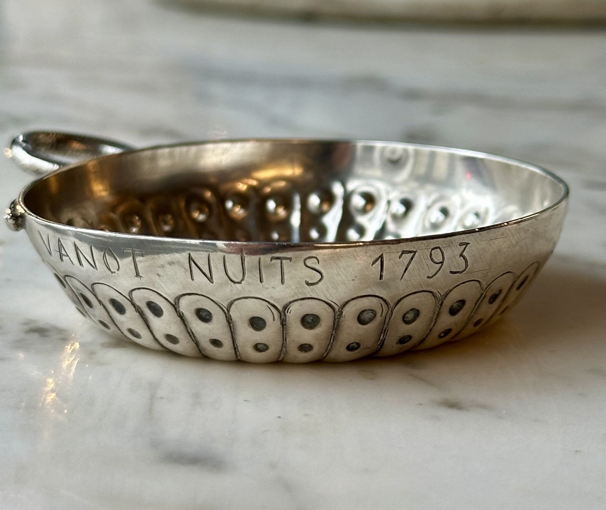 Taste-vin en Argent période révolutionnaire au Serpent gravé VANOT NUITS  1793 (St Georges)