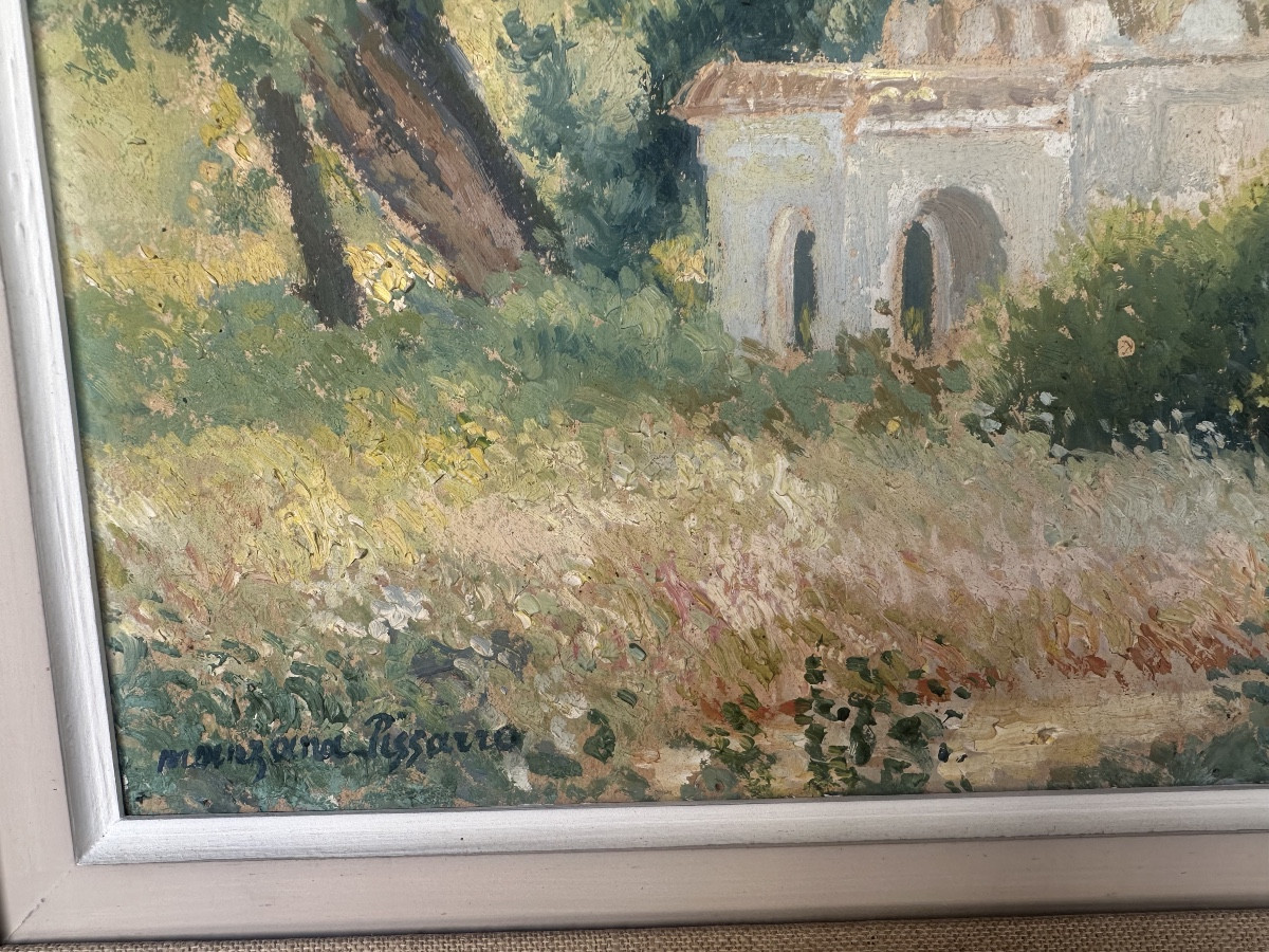 Manzana-pissarro .georges Landscape Circa 1939 Oil On Panel-photo-4