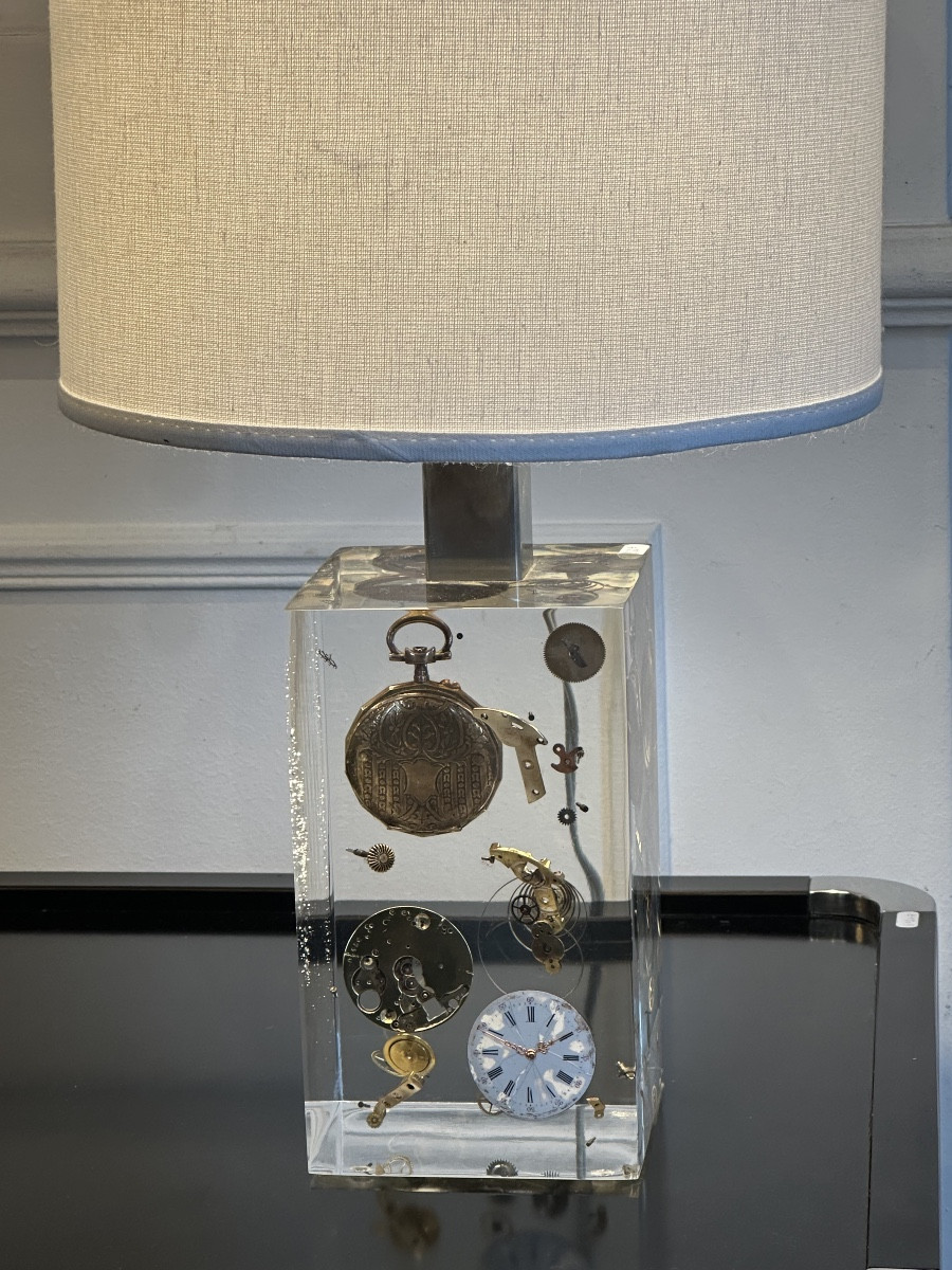 Lamp In Lucite La Montre By Pierre Giraudon 1970-photo-2