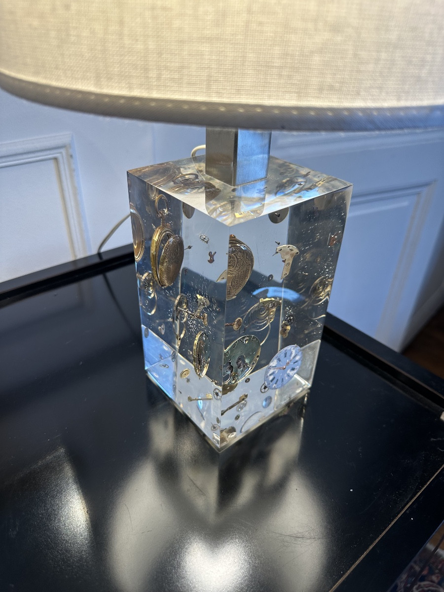Lamp In Lucite La Montre By Pierre Giraudon 1970-photo-2