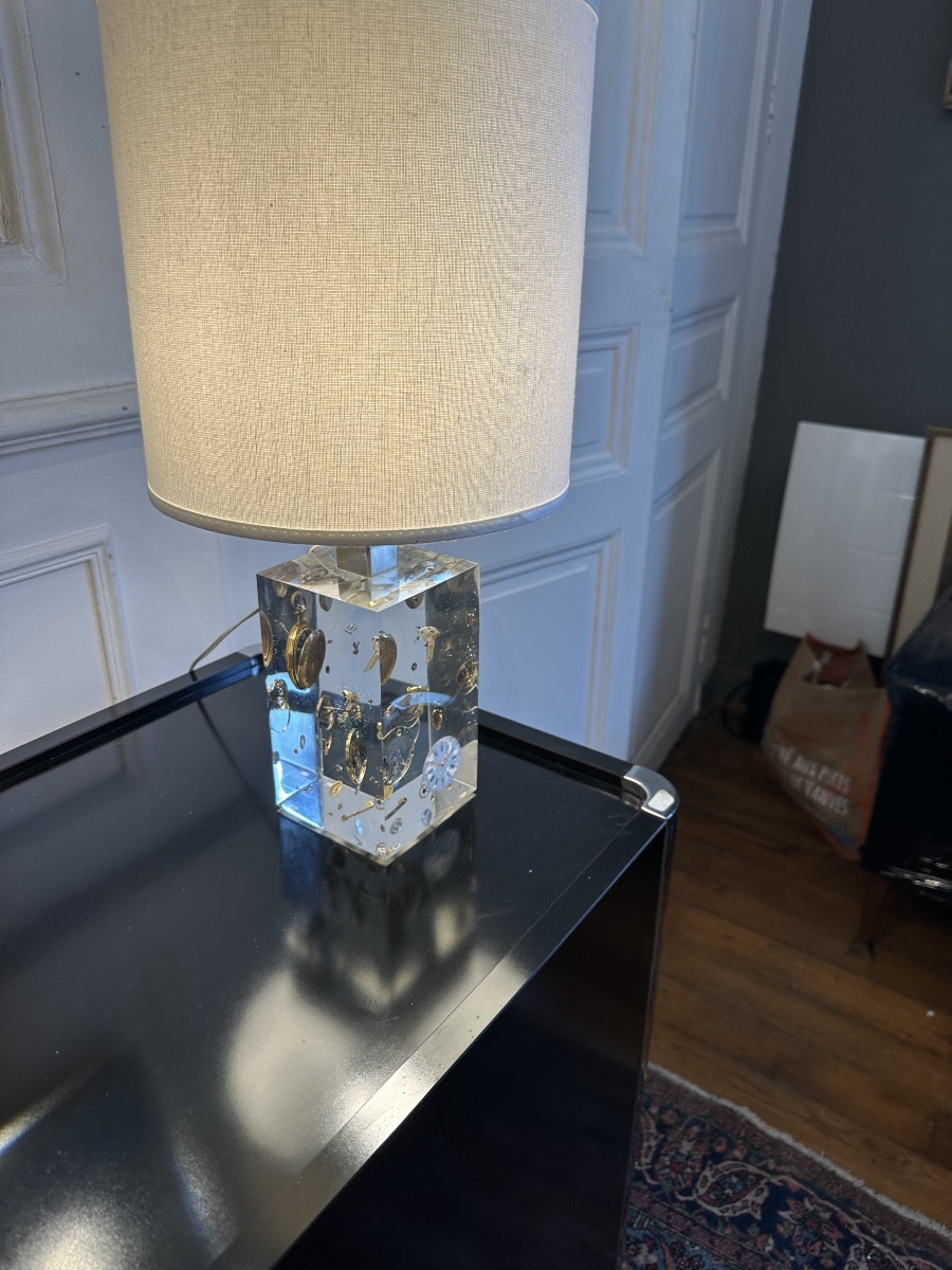 Lamp In Lucite La Montre By Pierre Giraudon 1970-photo-5