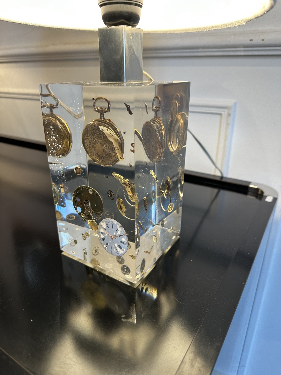 Lamp In Lucite La Montre By Pierre Giraudon 1970-photo-6