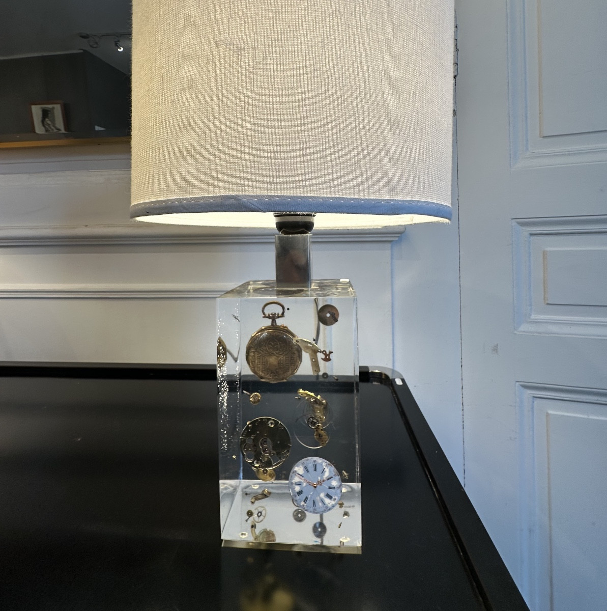 Lamp In Lucite La Montre By Pierre Giraudon 1970