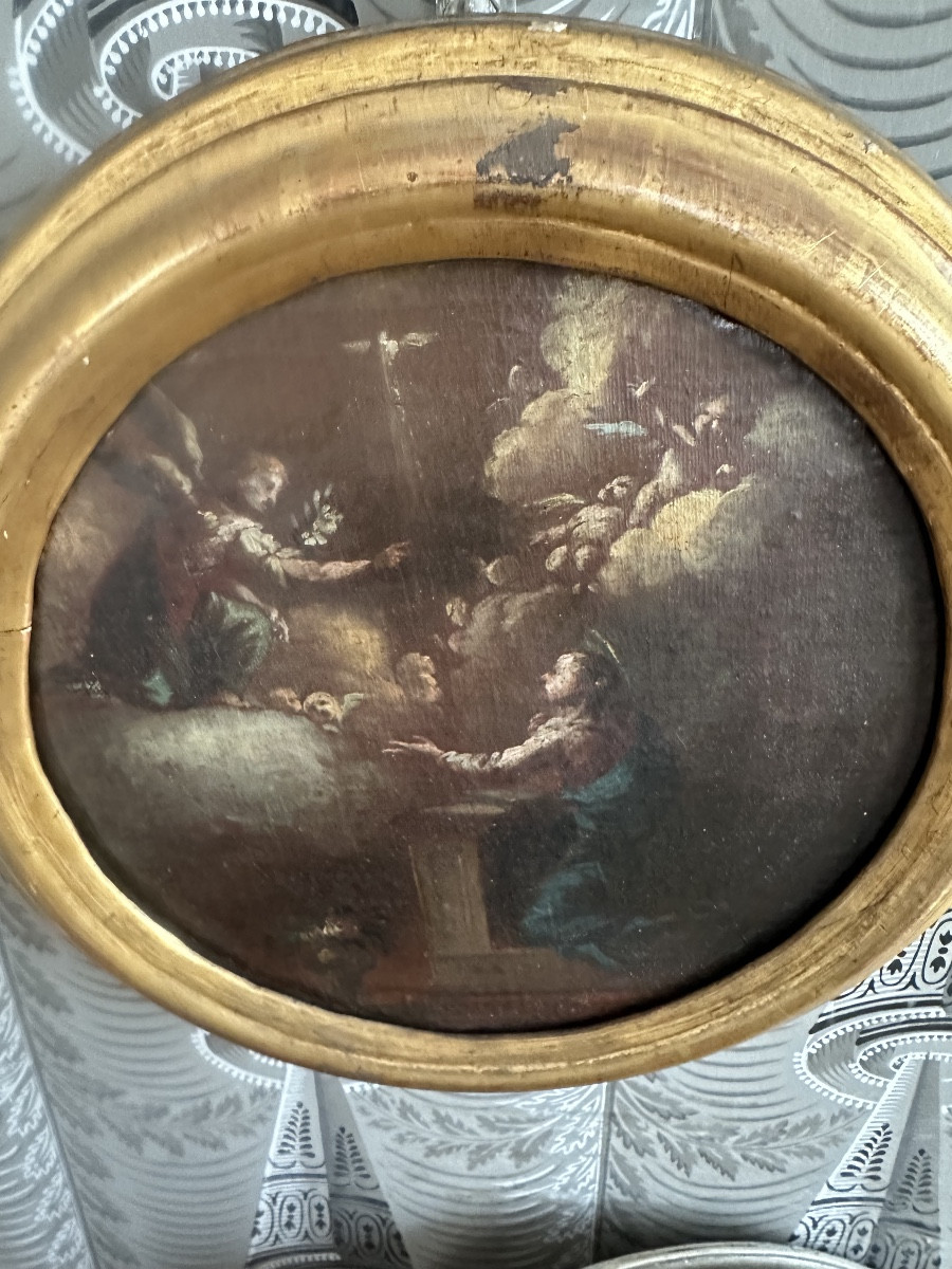 The Annunciation Oil On Canvas 17th Century Italian School-photo-2