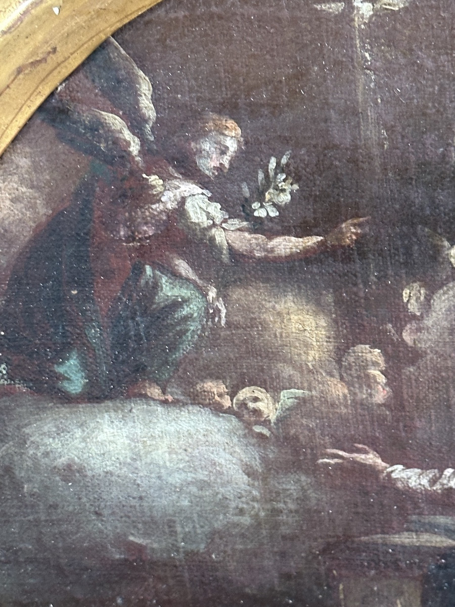 The Annunciation Oil On Canvas 17th Century Italian School-photo-4