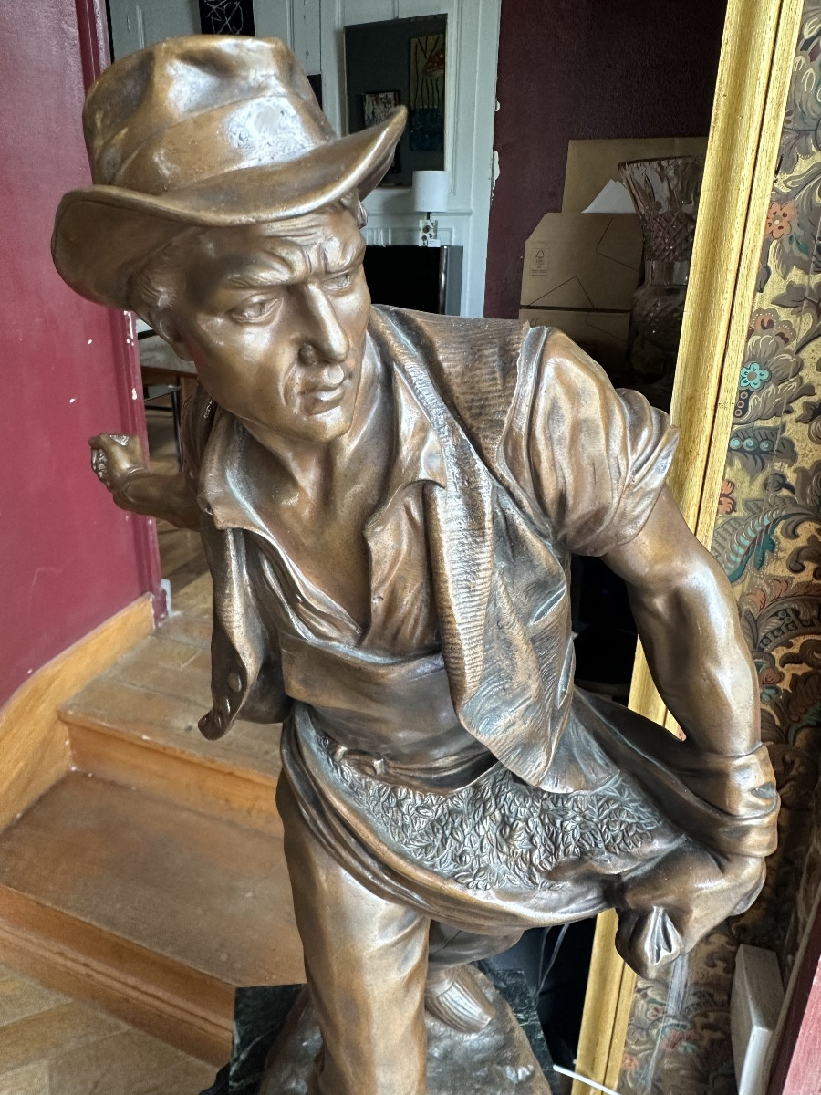 Grand bronze le Semeur par Henri Gauquié-photo-4