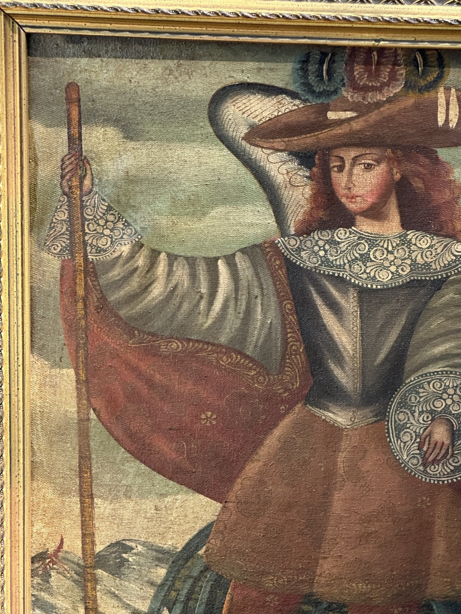 Painting Of An Angel, Cuzco School 19th Century-photo-2