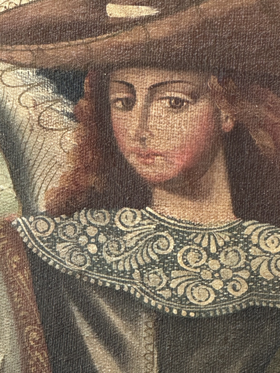Painting Of An Angel, Cuzco School 19th Century-photo-1