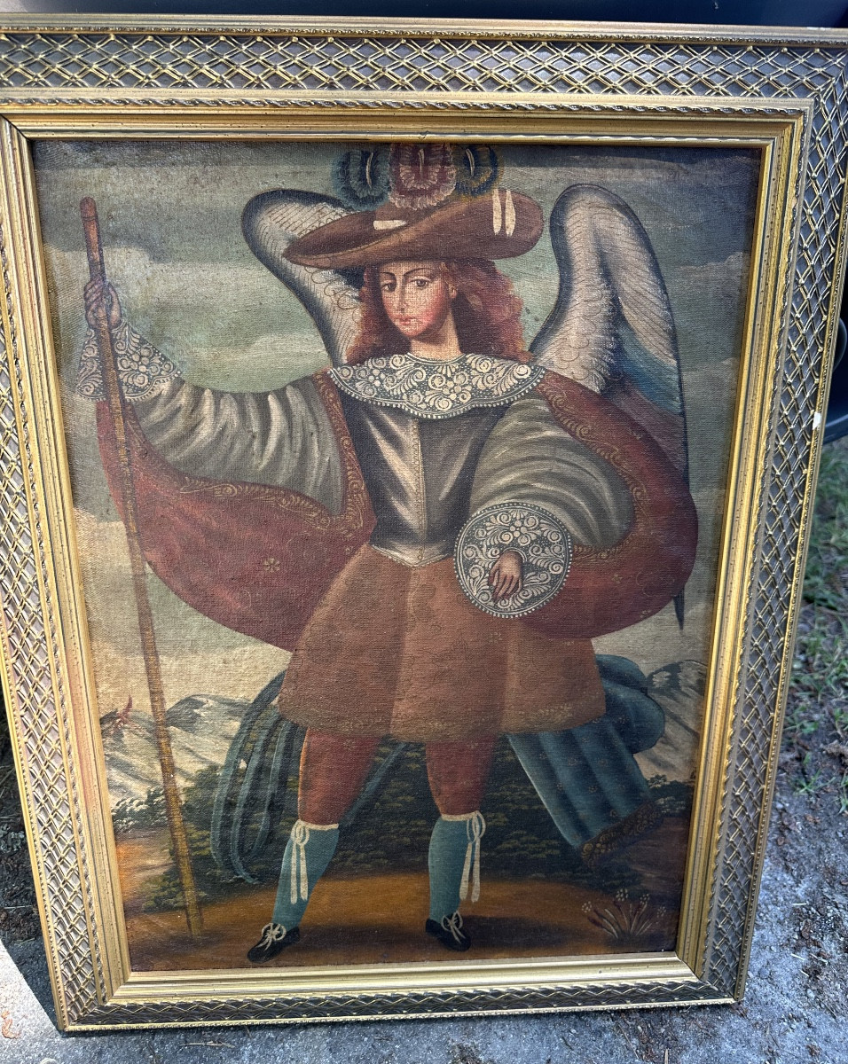 Painting Of An Angel, Cuzco School 19th Century