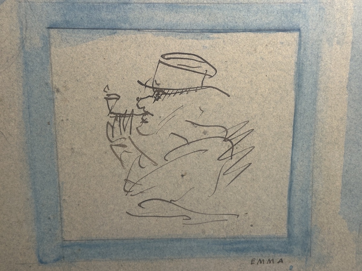 Watercolor Self-portrait Of Anatole France And His Wife Emma-photo-3