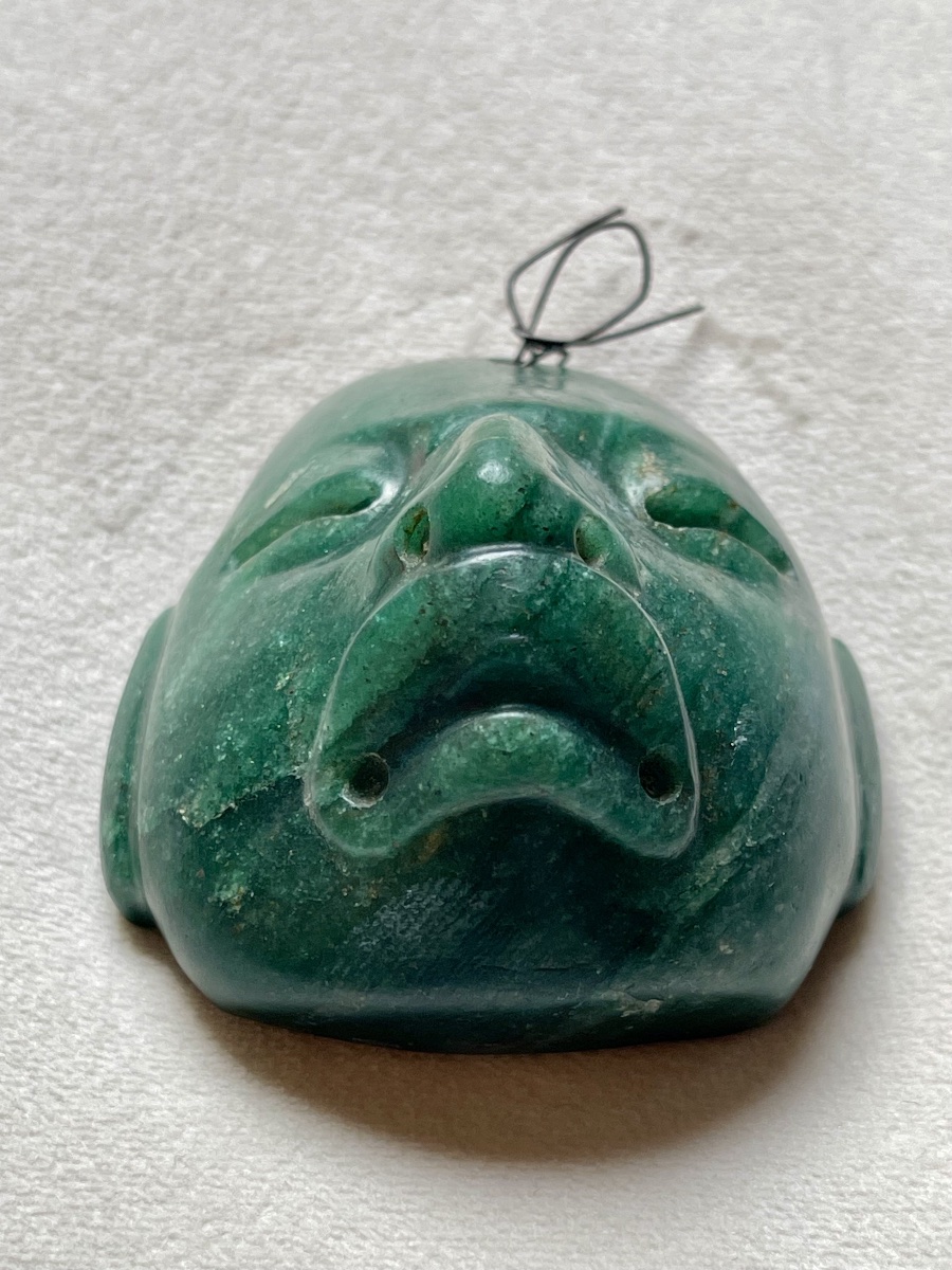 Masque pendentif Olméque  précolombien en jade 1150-500 av  J-C-photo-3