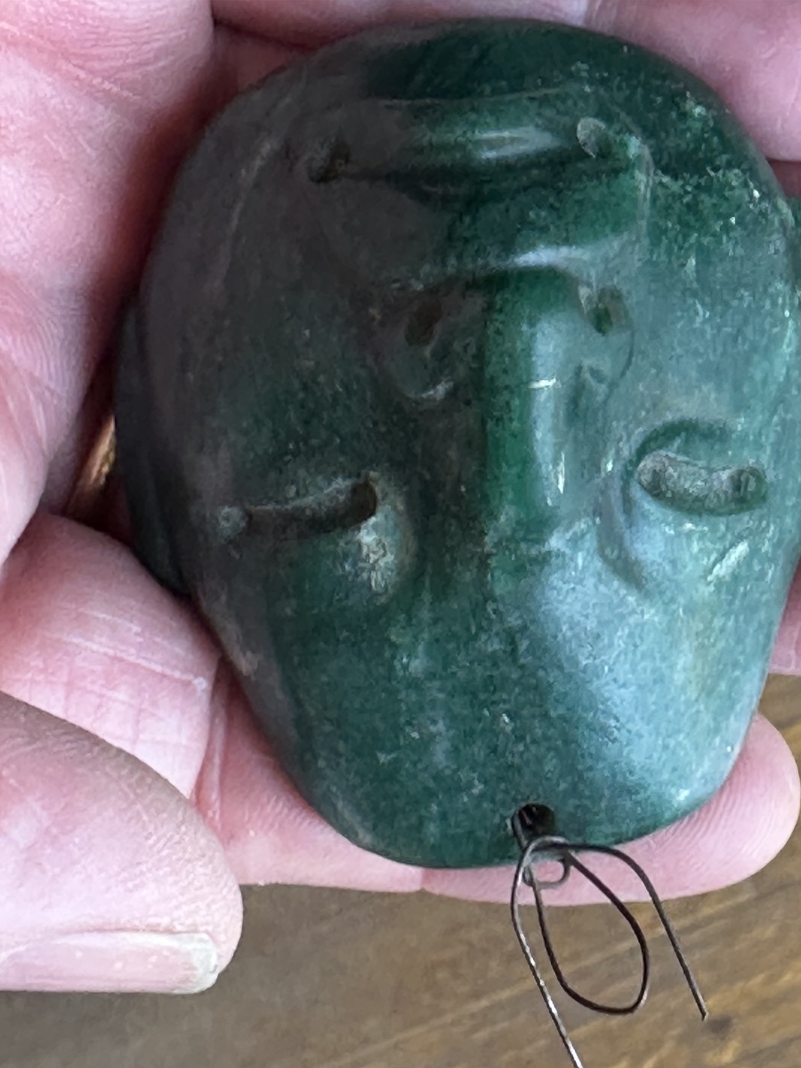 Masque pendentif Olméque  précolombien en jade 1150-500 av  J-C-photo-5