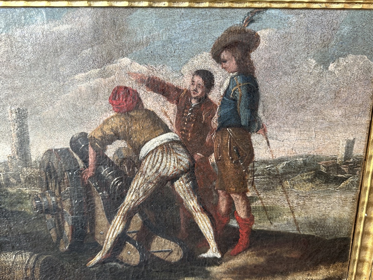 Tableau fin 17 eme  les artilleurs école italienne -photo-2