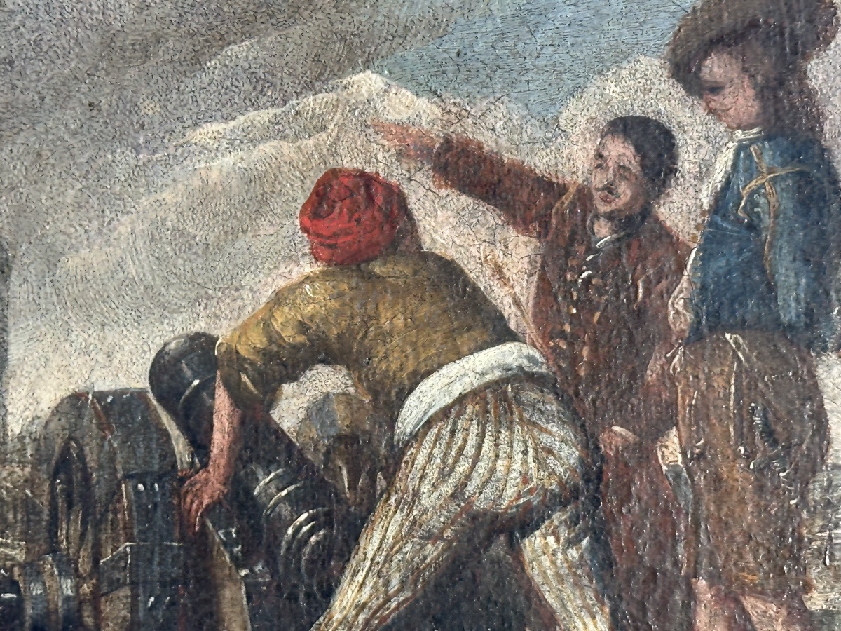 Tableau fin 17 eme  les artilleurs école italienne -photo-1