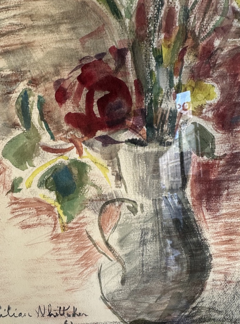 Large Watercolor By Lilian Whitteker, 1961. Period Frame; American Painter, 1881–1979-photo-3