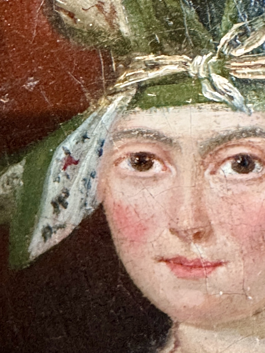 Portrait de femme d époque empire huile sur toile-photo-3